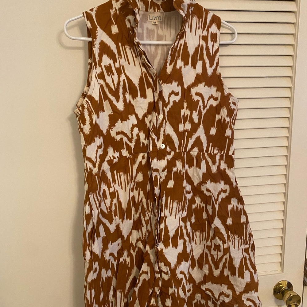 Livro Brown and White Midi Dress